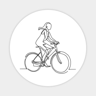 Biking bike line drawing Magnet